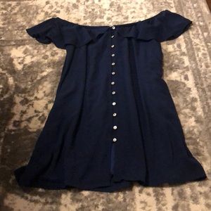 Navy Blue Off the Shoulder Mini Dress